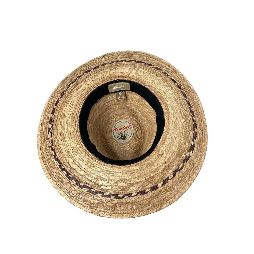 Hemlock Hat Madero Fedora 100% Palm Straw Hat Size XL unisex toast tan boho